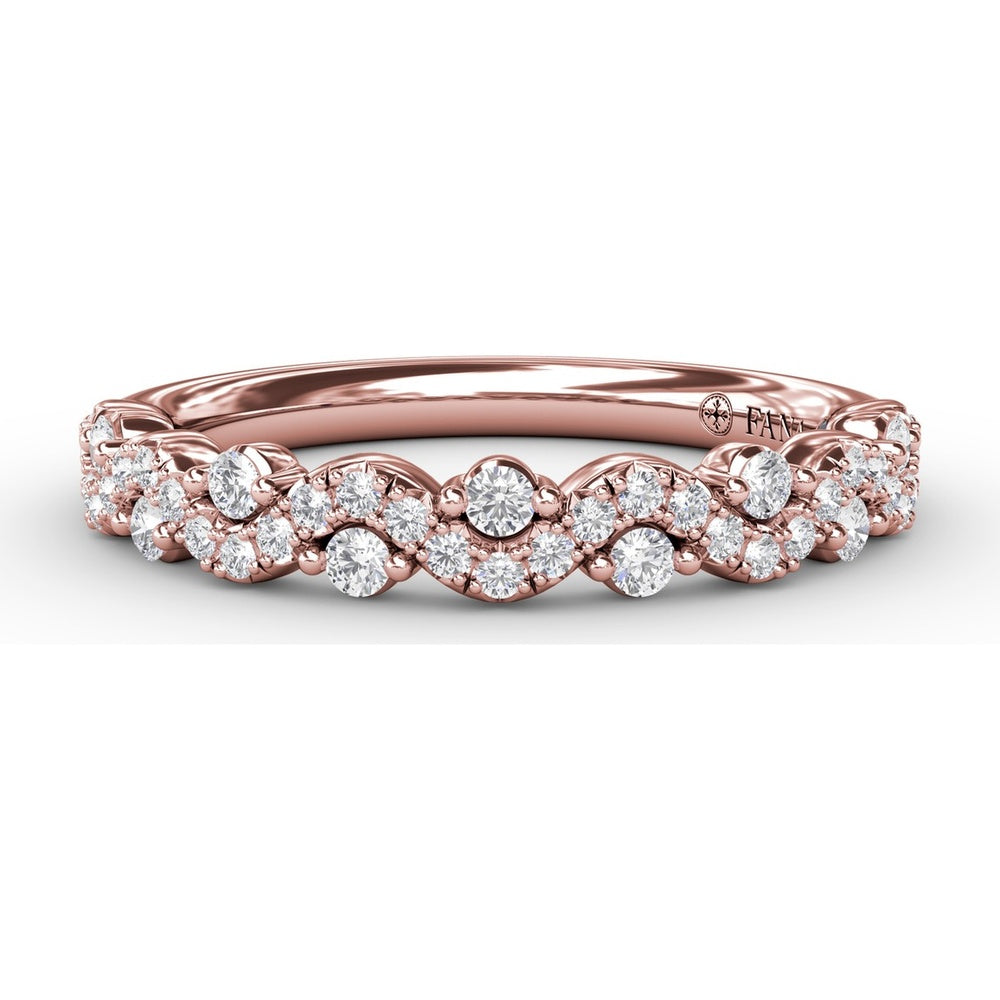 Single Wave Diamond Band with Alternating Round and Pavé Set Diamonds by Fana - 0.29 Carat Total Diamond Weight