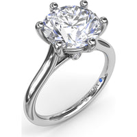 Six Prong Engagement Ring Setting with Peek-a-Boo Diamond Detail by Fana - 0.02 Carat Total Diamond Weight