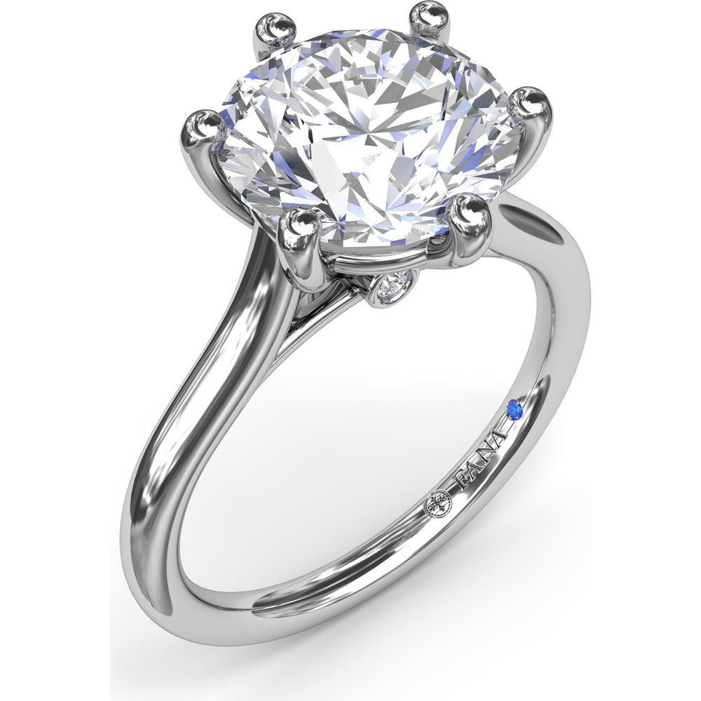 Six Prong Engagement Ring Setting with Peek-a-Boo Diamond Detail by Fana - 0.02 Carat Total Diamond Weight