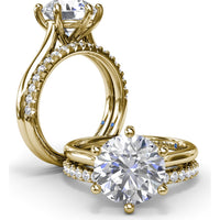 Six Prong Engagement Ring Setting with Peek-a-Boo Diamond Detail by Fana - 0.02 Carat Total Diamond Weight