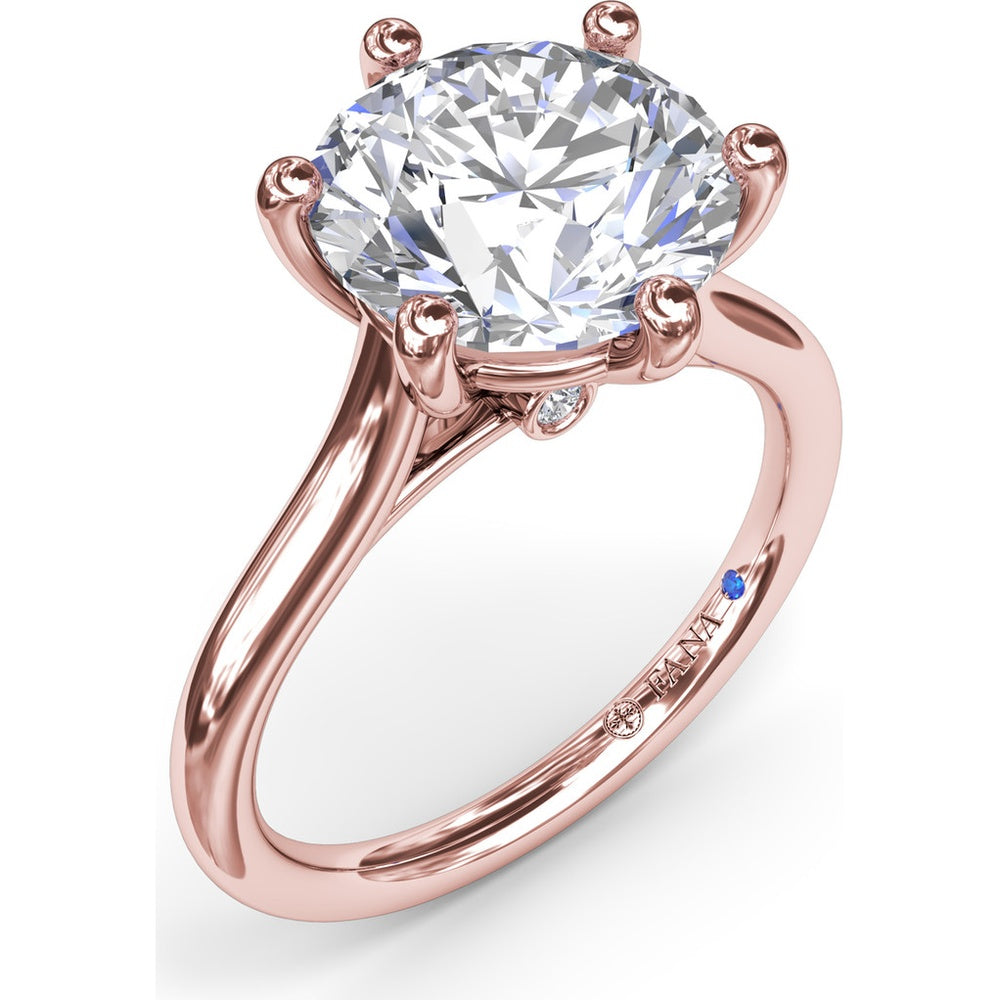 Six Prong Engagement Ring Setting with Peek-a-Boo Diamond Detail by Fana - 0.02 Carat Total Diamond Weight
