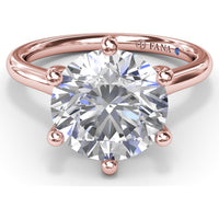 Six Prong Engagement Ring Setting with Peek-a-Boo Diamond Detail by Fana - 0.02 Carat Total Diamond Weight