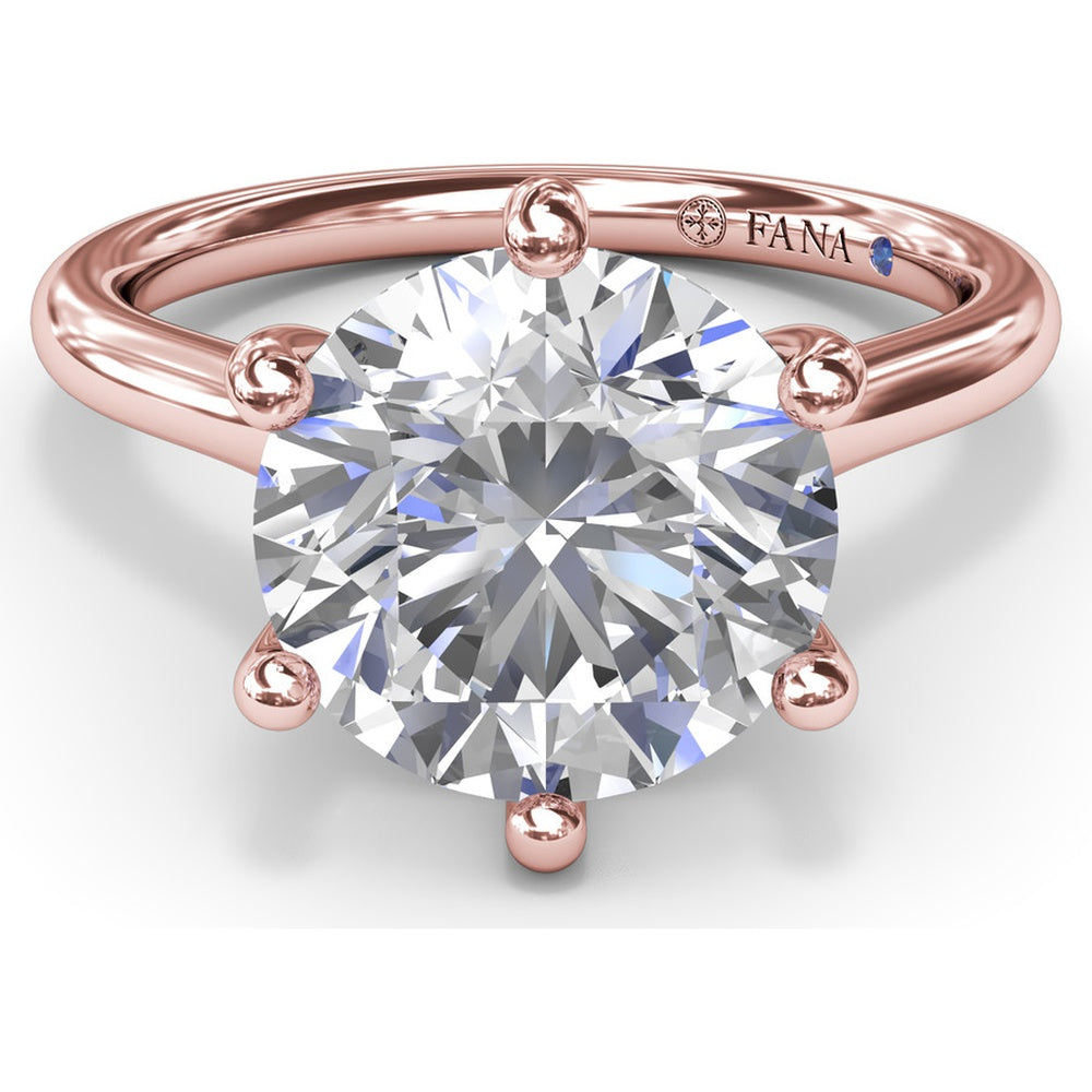 Six Prong Engagement Ring Setting with Peek-a-Boo Diamond Detail by Fana - 0.02 Carat Total Diamond Weight