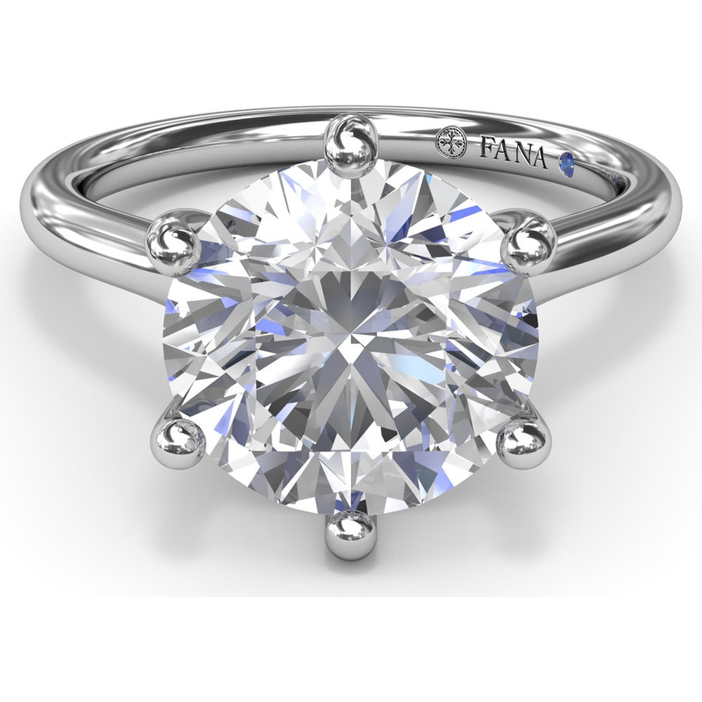 Six Prong Engagement Ring Setting with Peek-a-Boo Diamond Detail by Fana - 0.02 Carat Total Diamond Weight