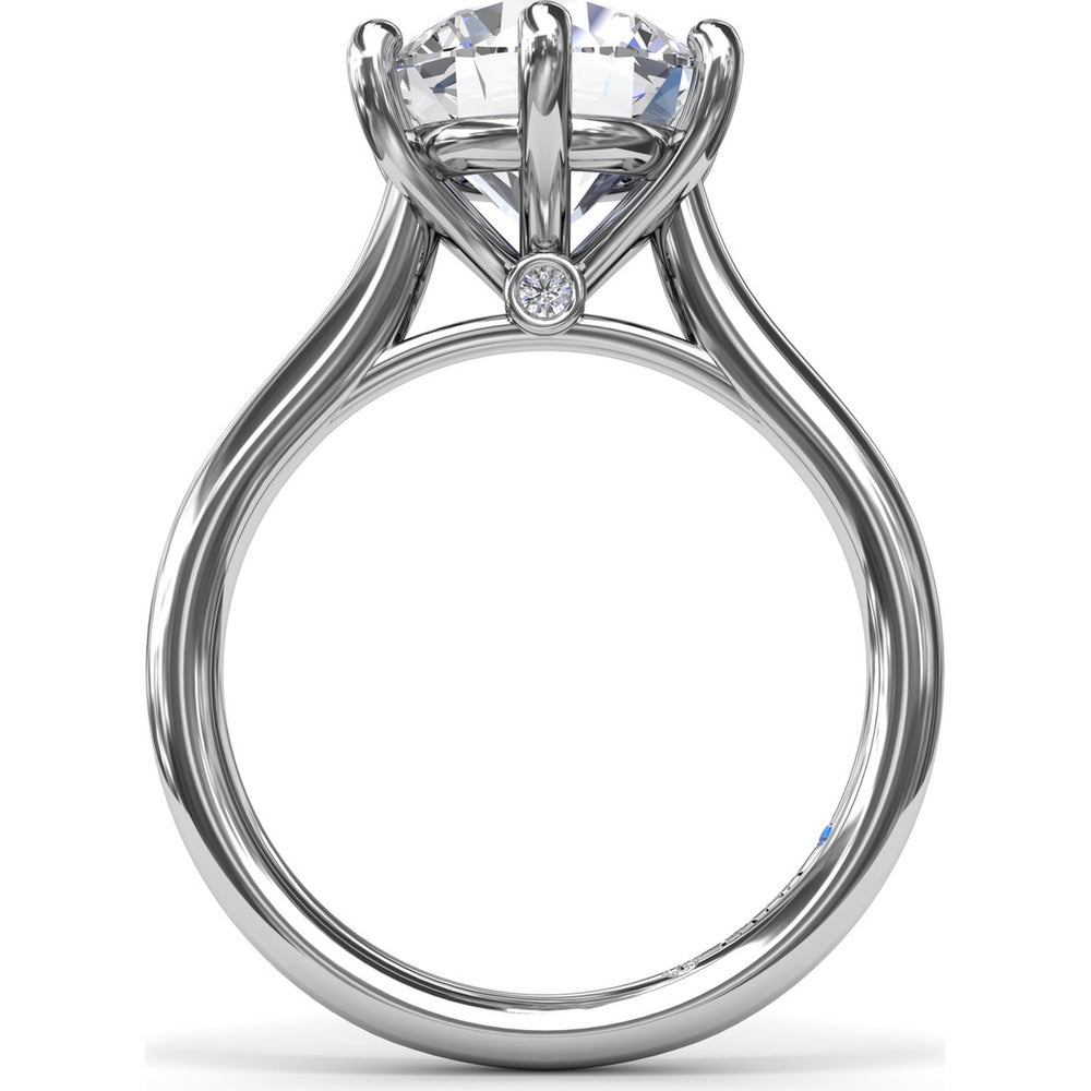 Six Prong Engagement Ring Setting with Peek-a-Boo Diamond Detail by Fana - 0.02 Carat Total Diamond Weight