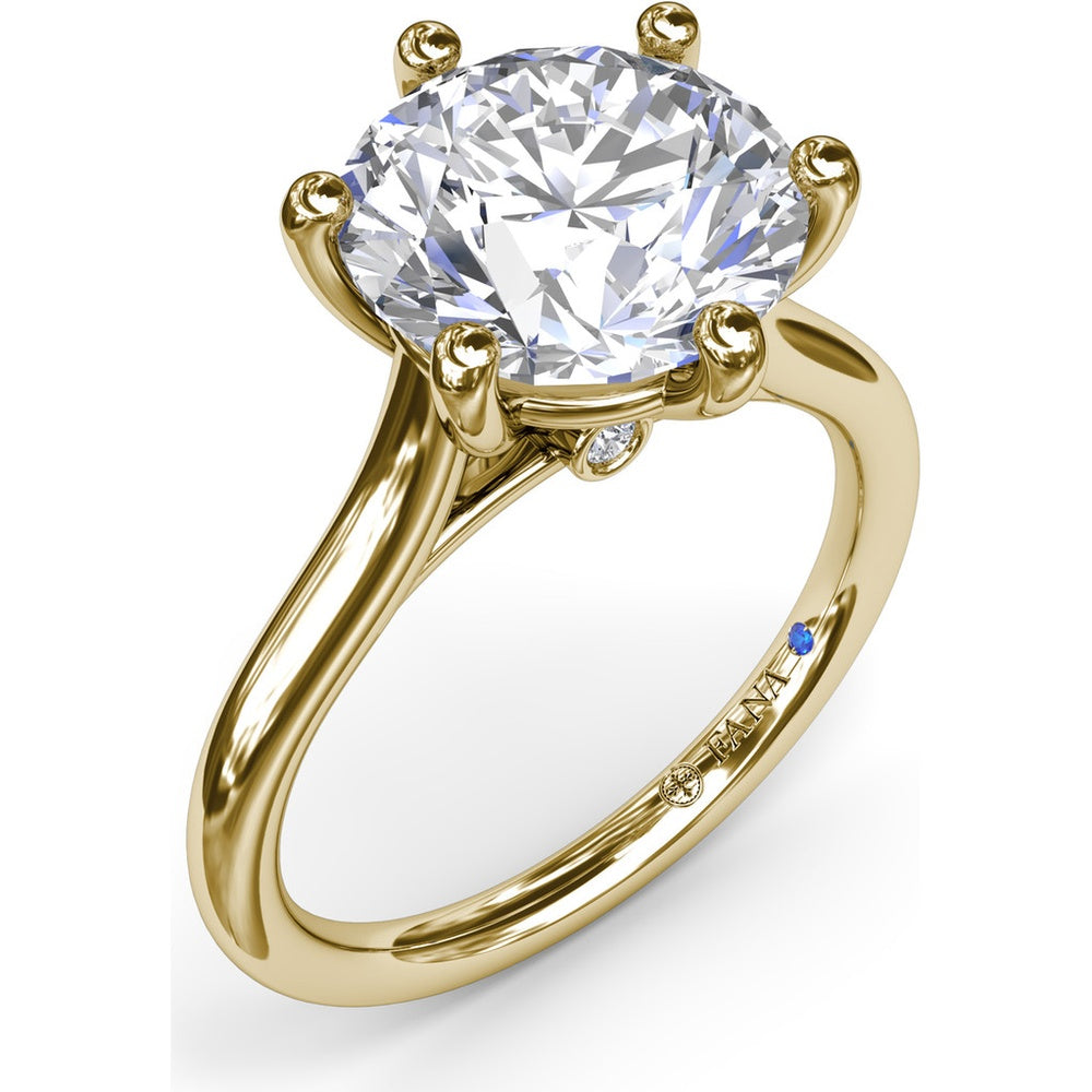 Six Prong Engagement Ring Setting with Peek-a-Boo Diamond Detail by Fana - 0.02 Carat Total Diamond Weight