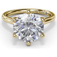 Six Prong Engagement Ring Setting with Peek-a-Boo Diamond Detail by Fana - 0.02 Carat Total Diamond Weight