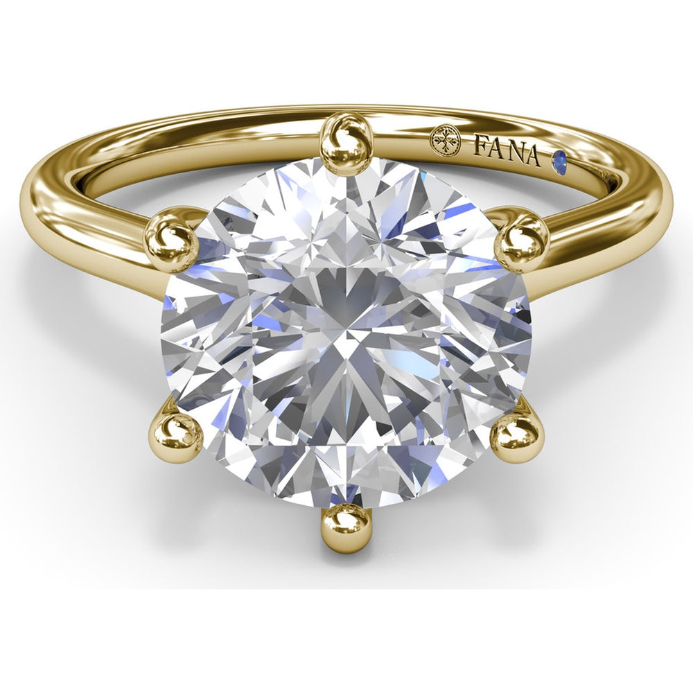 Six Prong Engagement Ring Setting with Peek-a-Boo Diamond Detail by Fana - 0.02 Carat Total Diamond Weight