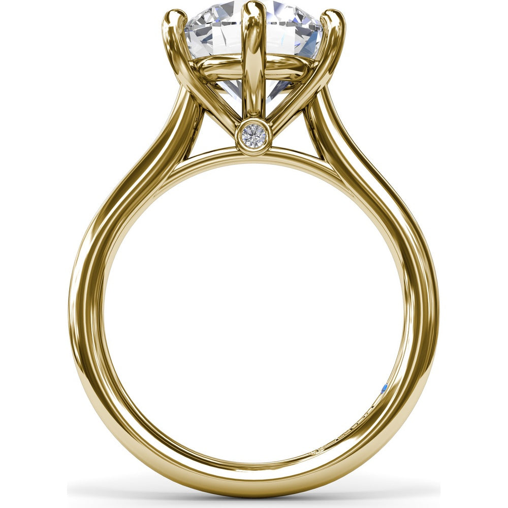 Six Prong Engagement Ring Setting with Peek-a-Boo Diamond Detail by Fana - 0.02 Carat Total Diamond Weight