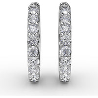 Small Diamond Hoop Earrings with Shared-Prong Set Round Diamonds by Fana - 0.60 Carat Total Diamond Weight
