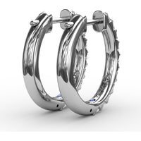 Small Diamond Hoop Earrings with Shared-Prong Set Round Diamonds by Fana - 0.60 Carat Total Diamond Weight