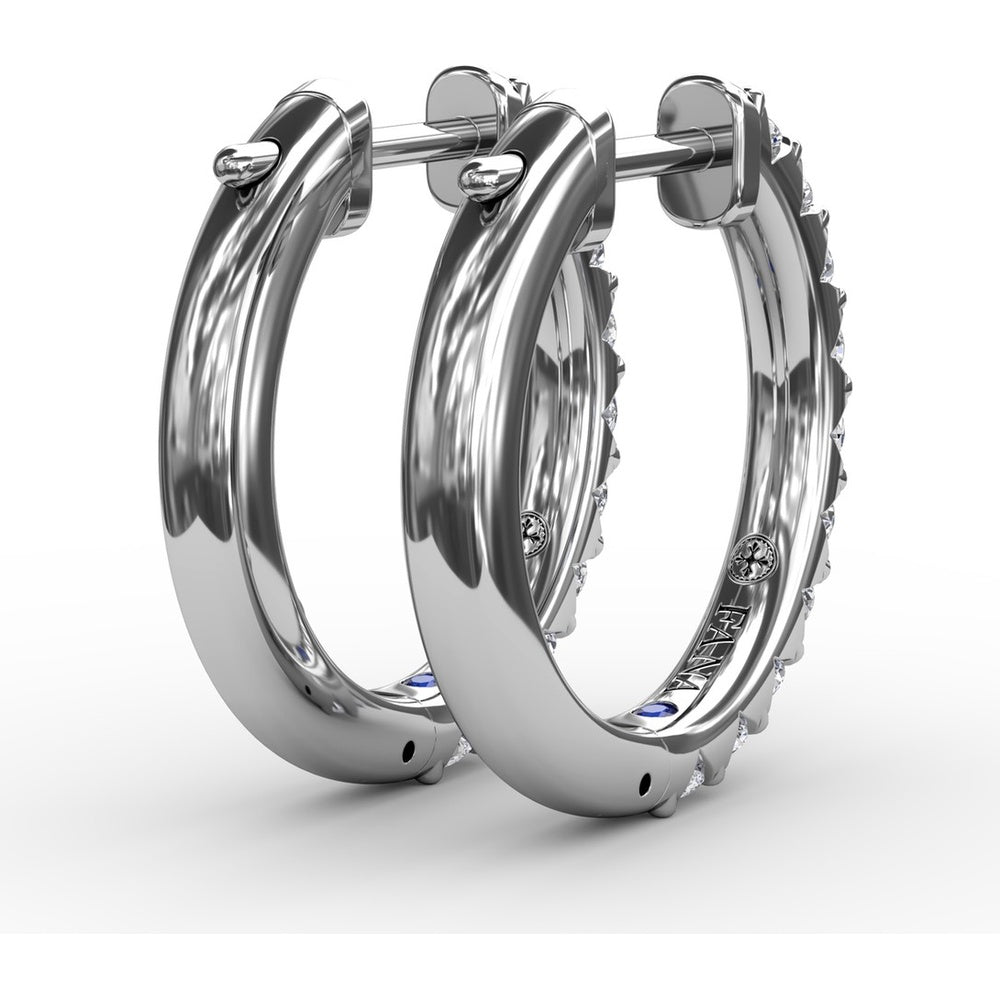 Small Diamond Hoop Earrings with Shared-Prong Set Round Diamonds by Fana - 0.60 Carat Total Diamond Weight