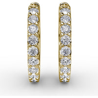 Small Diamond Hoop Earrings with Shared-Prong Set Round Diamonds by Fana - 0.60 Carat Total Diamond Weight