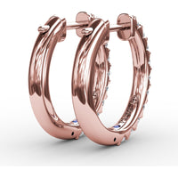Small Diamond Hoop Earrings with Shared-Prong Set Round Diamonds by Fana - 0.60 Carat Total Diamond Weight