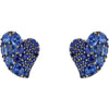 Piranesi - Small Wave Heart Earring in Blue Sapphire - 18K White Gold