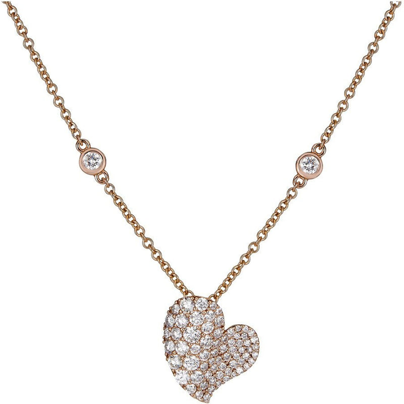 Piranesi - Small Wave Heart Necklace in Diamond - 18K Rose Gold