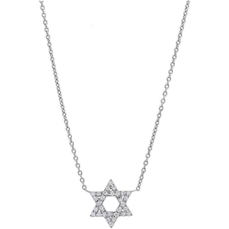 Sofer Jewelry - 14K White Gold Star of David Pendant with 0.15 Carats of Diamonds