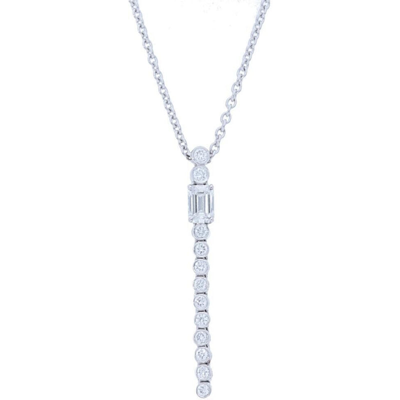 Sofer Jewelry - Diamond Bezel Drop With Emerald Pendant in 14K White Gold