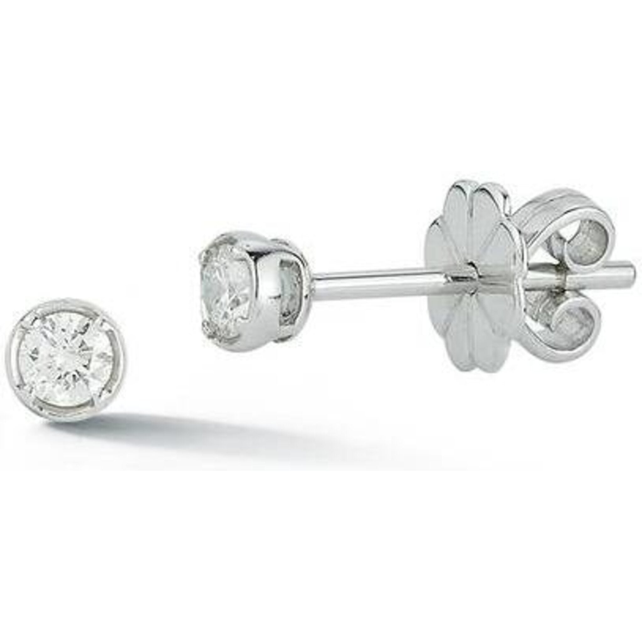 Sofer Jewelry - Diamond Bezel Stud Earrings in 14K White Gold