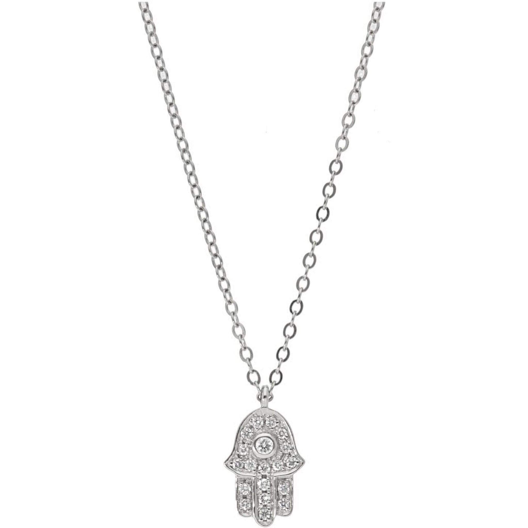 Sofer Jewelry 14K White Gold Diamond Hamsa Pendant with