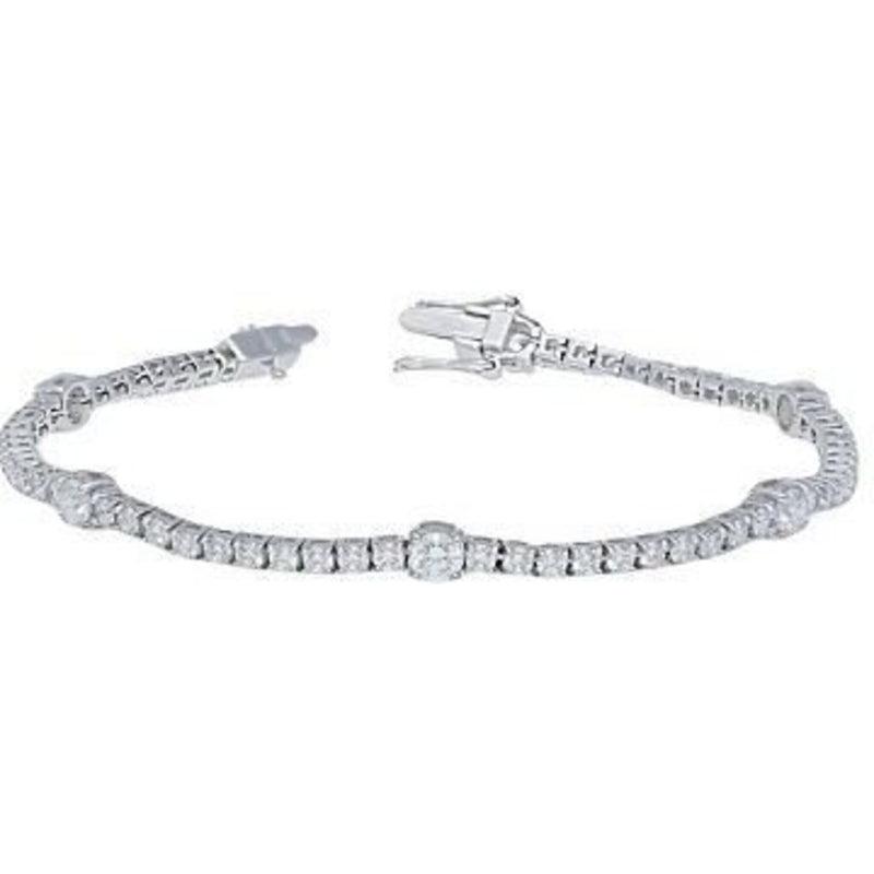 Sofer Jewelry - Diamond Tennis Bracelet With Alternating Size Diamonds in 14K White Gold