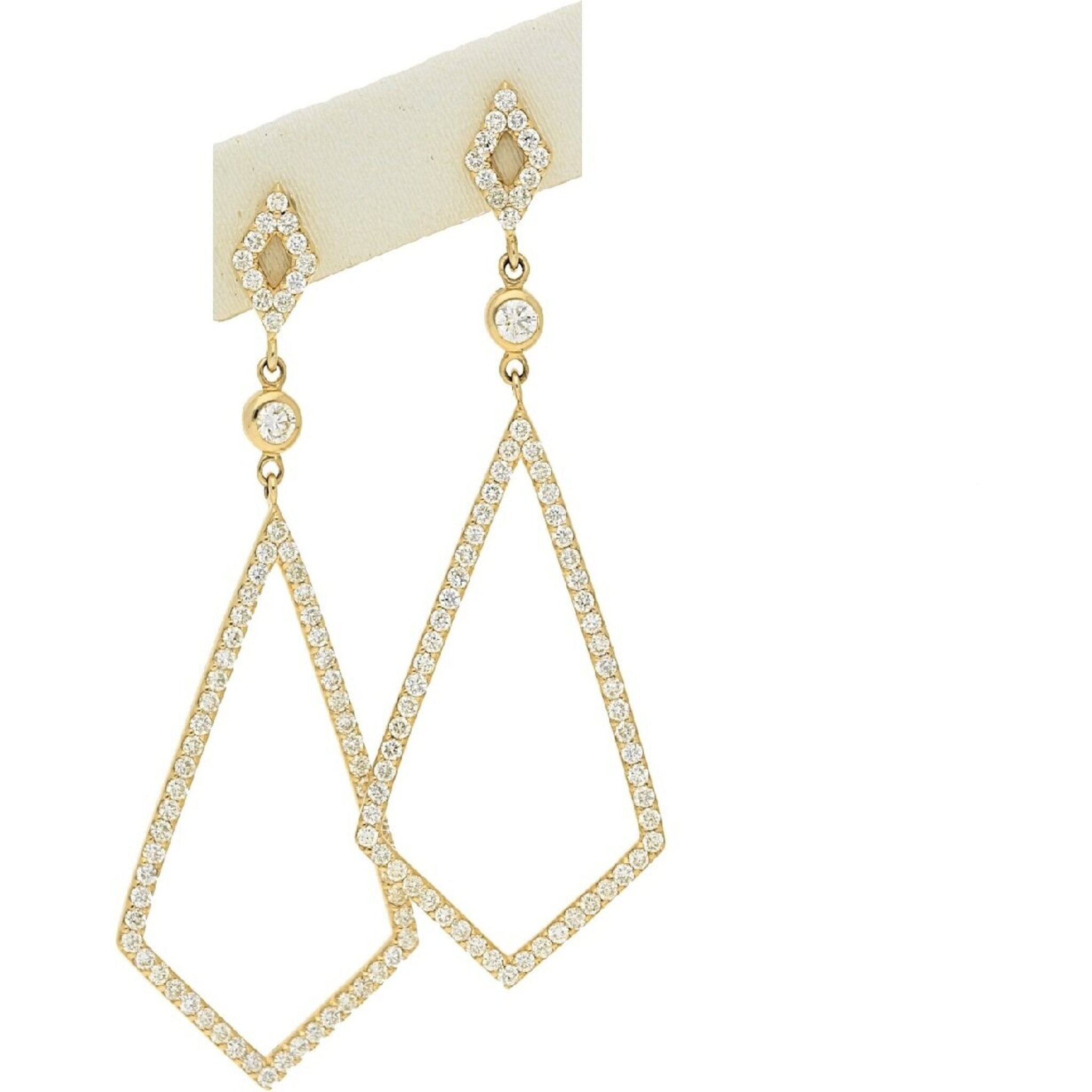 Sofer Jewelry 14K Yellow Gold Elegant Open Diamond Shape Drop