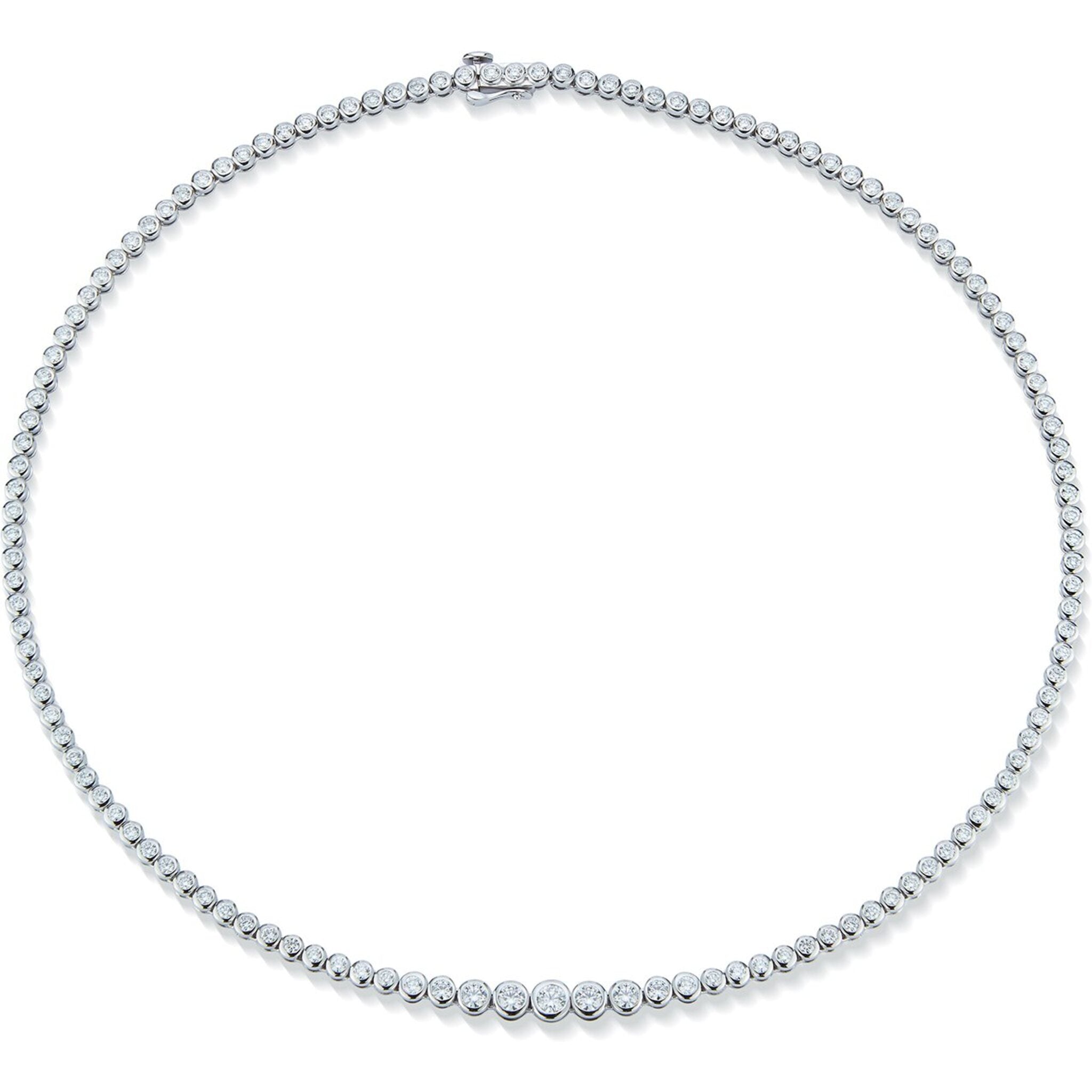 Sofer Jewelry - Graduating Diamond Bezel Tennis Necklace in 14K White Gold