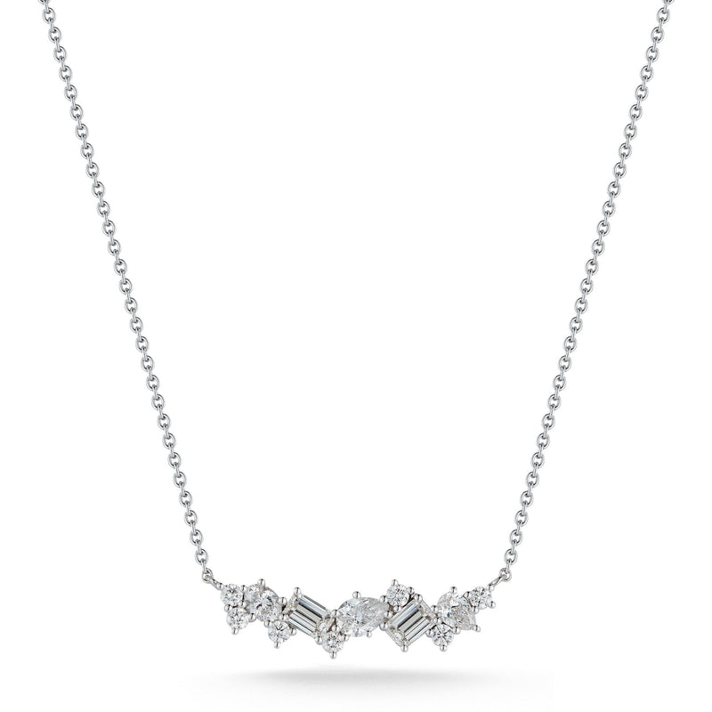 Sofer Jewelry - Multi-shaped Diamond Bar Pendant in 18K White Gold