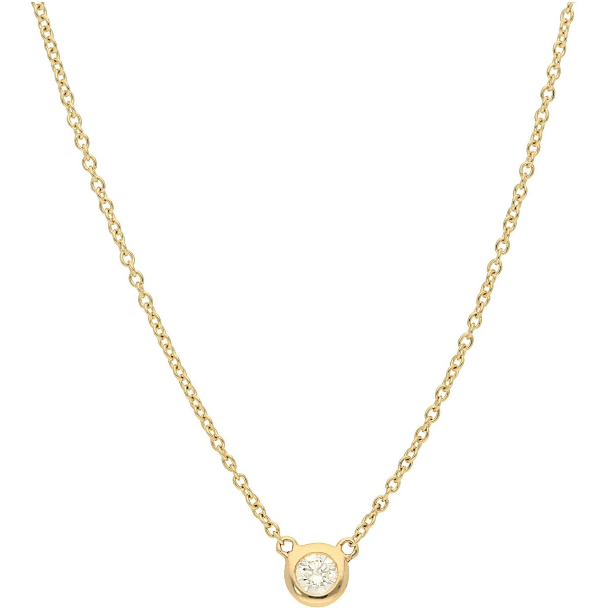 Sofer Jewelry - Single Polished Bezel Diamond Necklace in 14K Yellow Gold