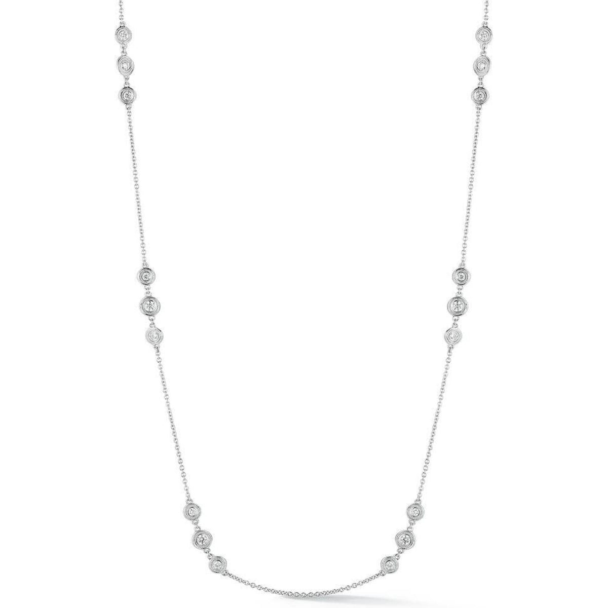 Sofer Jewelry - Triple Diamonds By The Yard Necklace in 14K White Gold