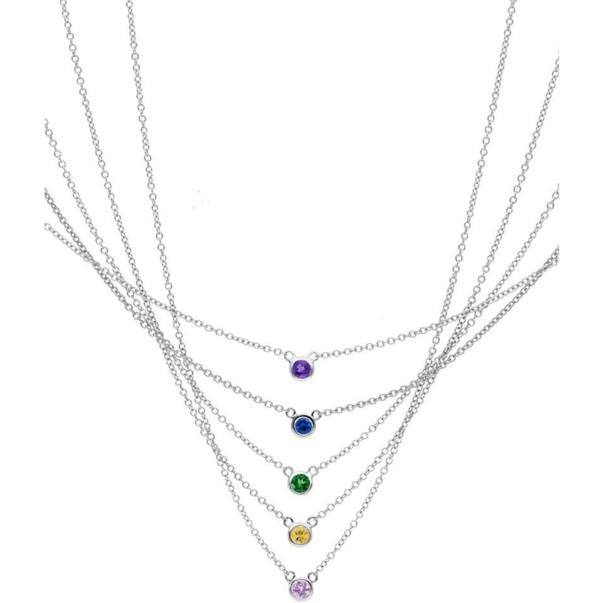 Sofer Jewelry - Tsavorite Bezel Necklace in 14K White Gold