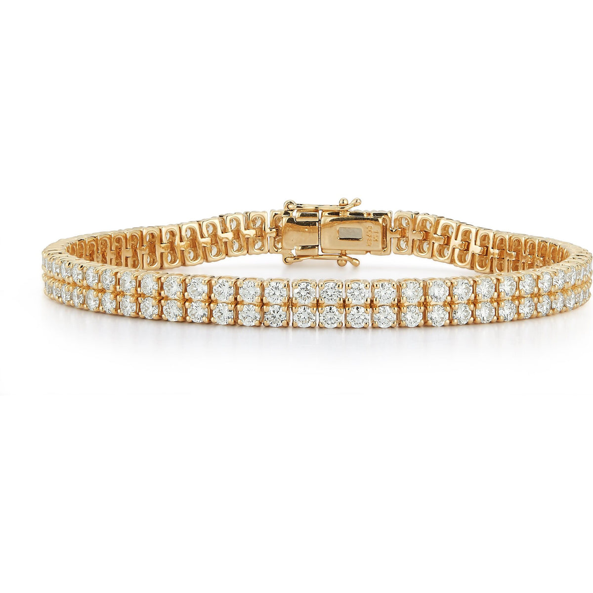 Sofer Jewelry - Two Row Diamond Tennis Bracelet in 14K Yellow Gold