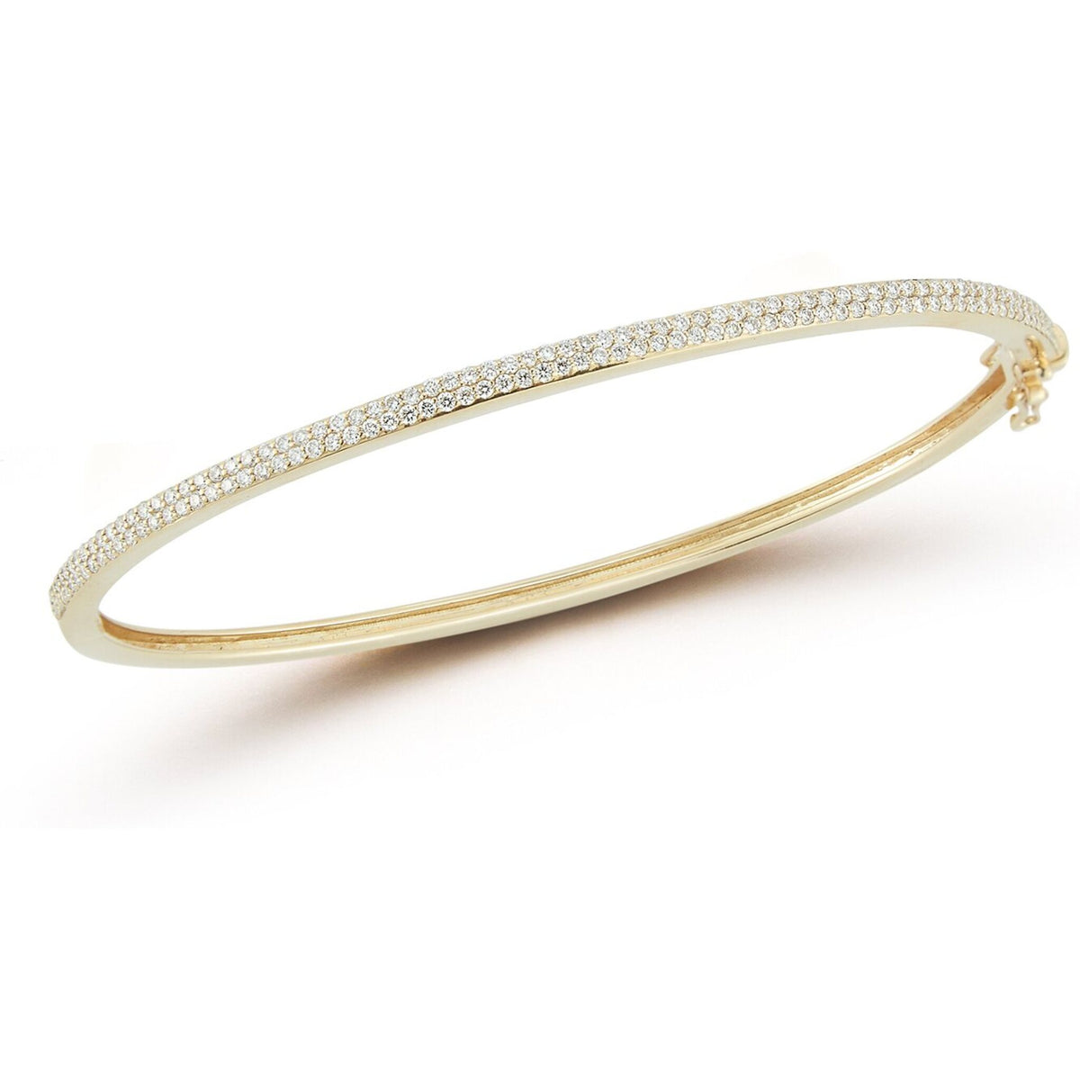 Sofer Jewelry - Two Row Thin Line Pave Diamond Bangle in 14K Yellow Gold