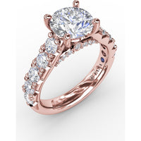 Solitaire Engagement Ring Setting with Chunky Pavé Diamond Band by Fana - 1.13 Carat Total Diamond Weight