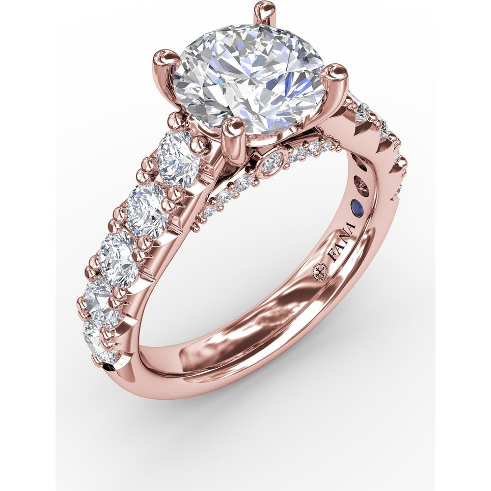 Solitaire Engagement Ring Setting with Chunky Pavé Diamond Band by Fana - 1.13 Carat Total Diamond Weight
