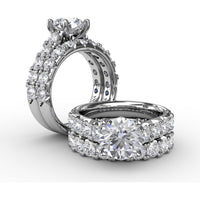 Solitaire Engagement Ring Setting with Chunky Pavé Diamond Band by Fana - 1.13 Carat Total Diamond Weight
