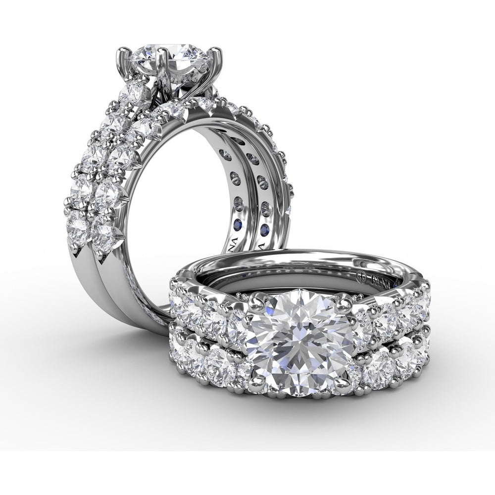 Solitaire Engagement Ring Setting with Chunky Pavé Diamond Band by Fana - 1.13 Carat Total Diamond Weight
