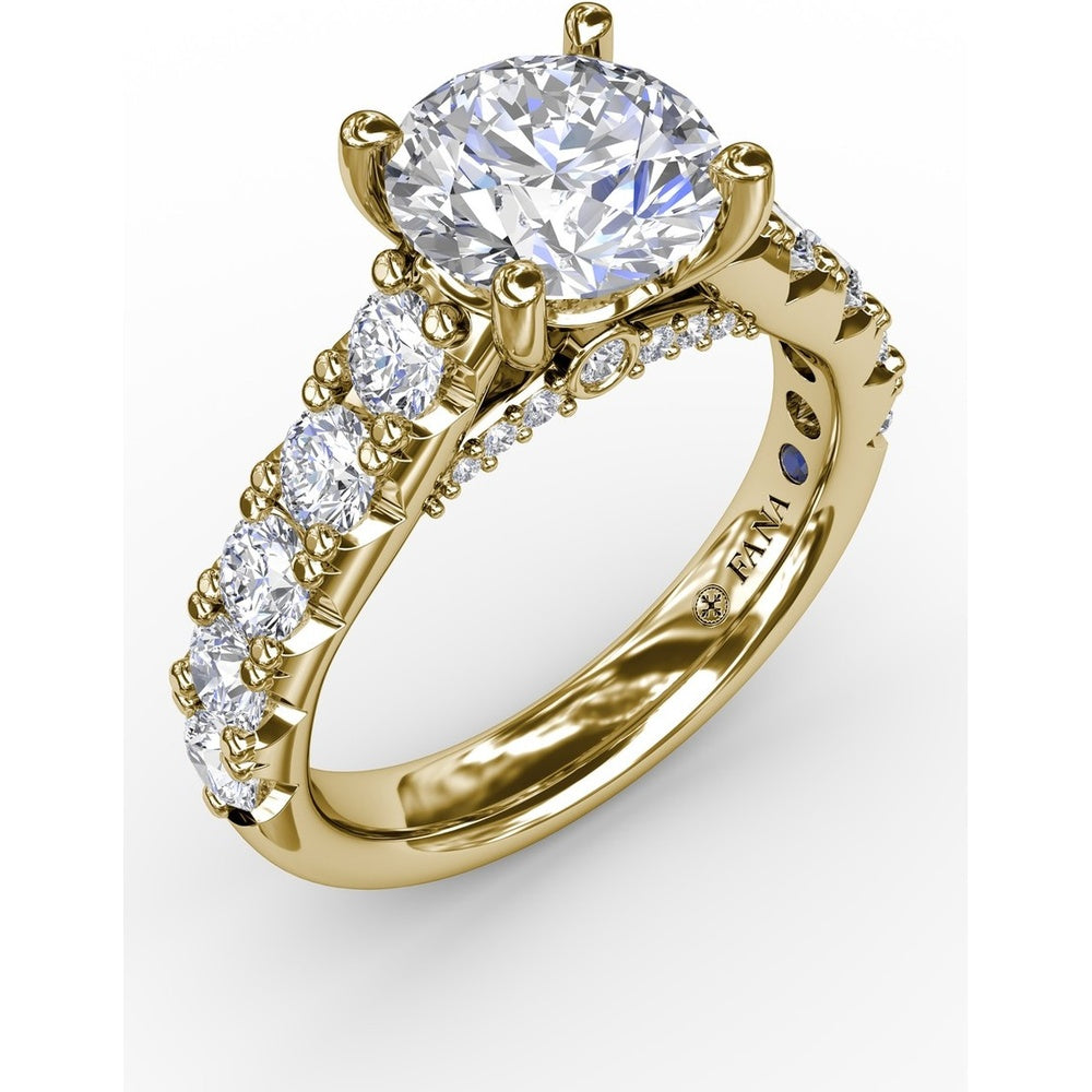 Solitaire Engagement Ring Setting with Chunky Pavé Diamond Band by Fana - 1.13 Carat Total Diamond Weight