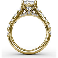 Solitaire Engagement Ring Setting with Chunky Pavé Diamond Band by Fana - 1.13 Carat Total Diamond Weight