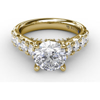 Solitaire Engagement Ring Setting with Chunky Pavé Diamond Band by Fana - 1.13 Carat Total Diamond Weight