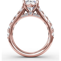 Solitaire Engagement Ring Setting with Chunky Pavé Diamond Band by Fana - 1.13 Carat Total Diamond Weight