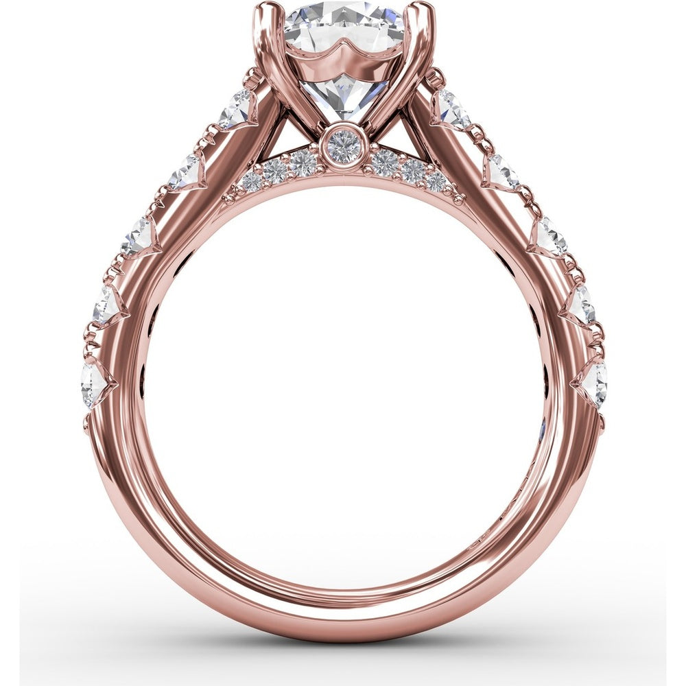 Solitaire Engagement Ring Setting with Chunky Pavé Diamond Band by Fana - 1.13 Carat Total Diamond Weight