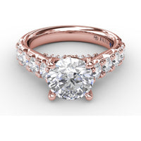Solitaire Engagement Ring Setting with Chunky Pavé Diamond Band by Fana - 1.13 Carat Total Diamond Weight