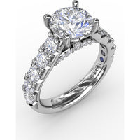 Solitaire Engagement Ring Setting with Chunky Pavé Diamond Band by Fana - 1.13 Carat Total Diamond Weight