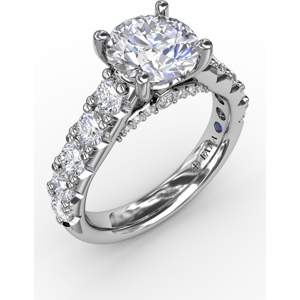 Solitaire Engagement Ring Setting with Chunky Pavé Diamond Band by Fana - 1.13 Carat Total Diamond Weight