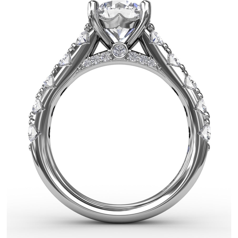 Solitaire Engagement Ring Setting with Chunky Pavé Diamond Band by Fana - 1.13 Carat Total Diamond Weight