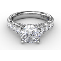 Solitaire Engagement Ring Setting with Chunky Pavé Diamond Band by Fana - 1.13 Carat Total Diamond Weight