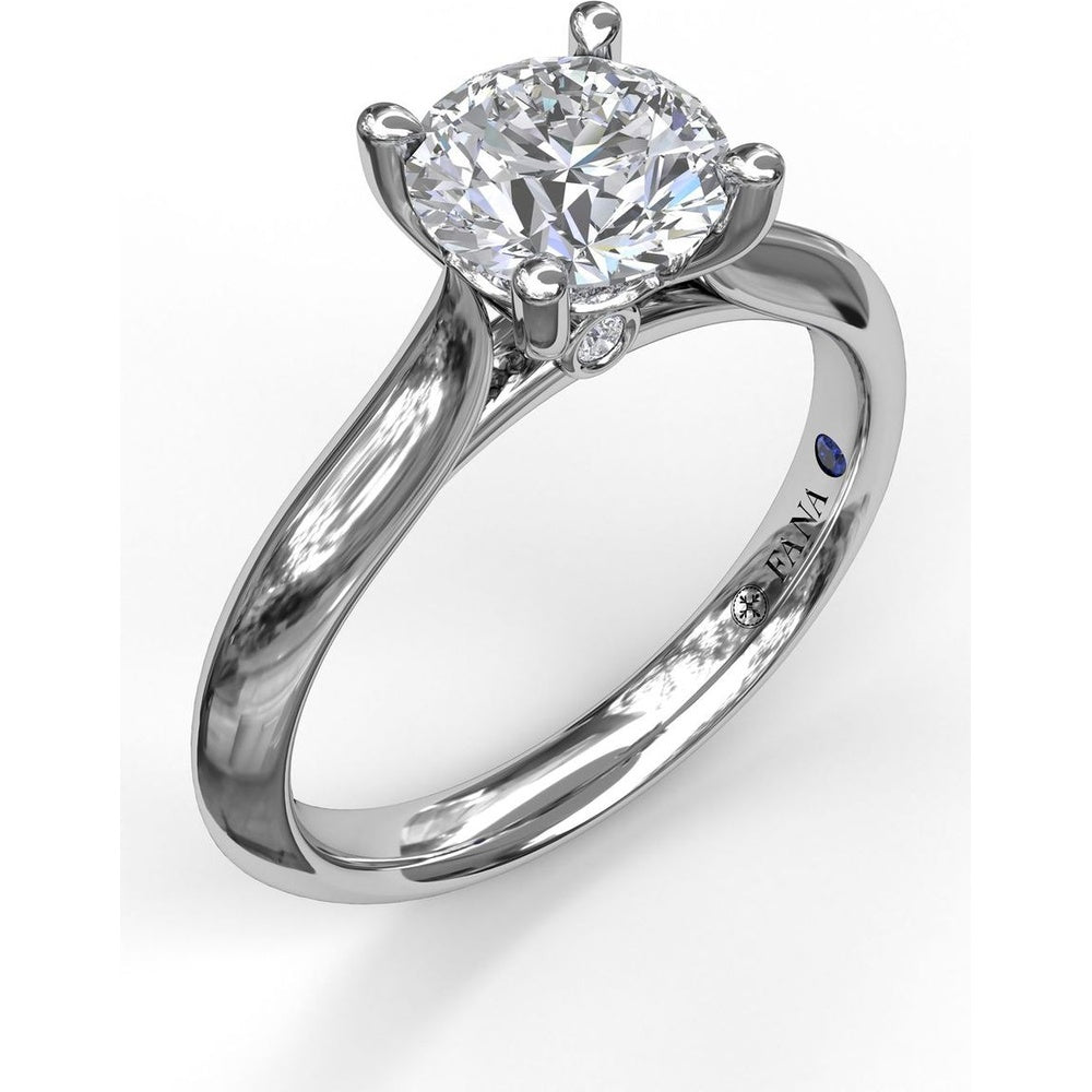Solitaire Engagement Ring Setting with Four-Prong Head and Diamond Under-Gallery by Fana