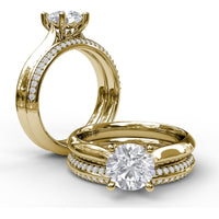 Solitaire Engagement Ring Setting with Four-Prong Head and Diamond Under-Gallery by Fana