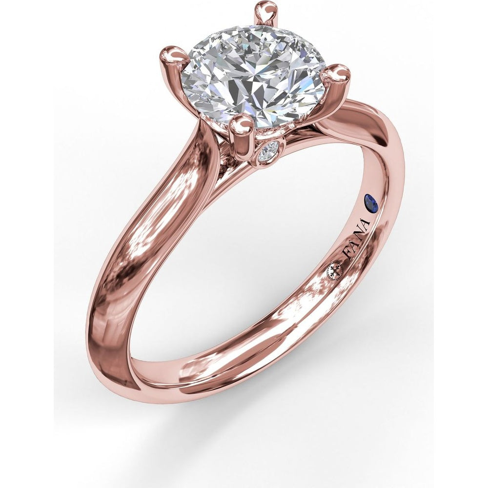 Solitaire Engagement Ring Setting with Four-Prong Head and Diamond Under-Gallery by Fana